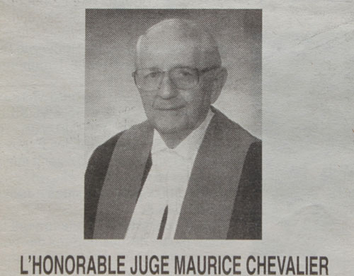 Maurice Chevalier. Coupure de presse, avis de décès publié dans le journal Le Droit, 3 avril 1997.