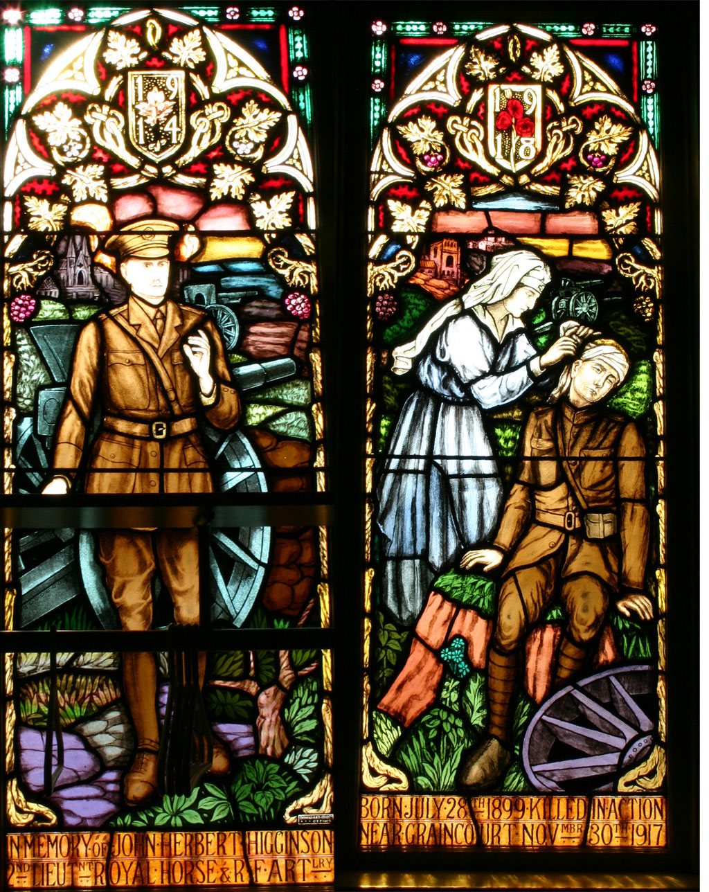 Vitraux représentant le soldat John Herbert Higginson, église St. Andrew’s de Buckingham.